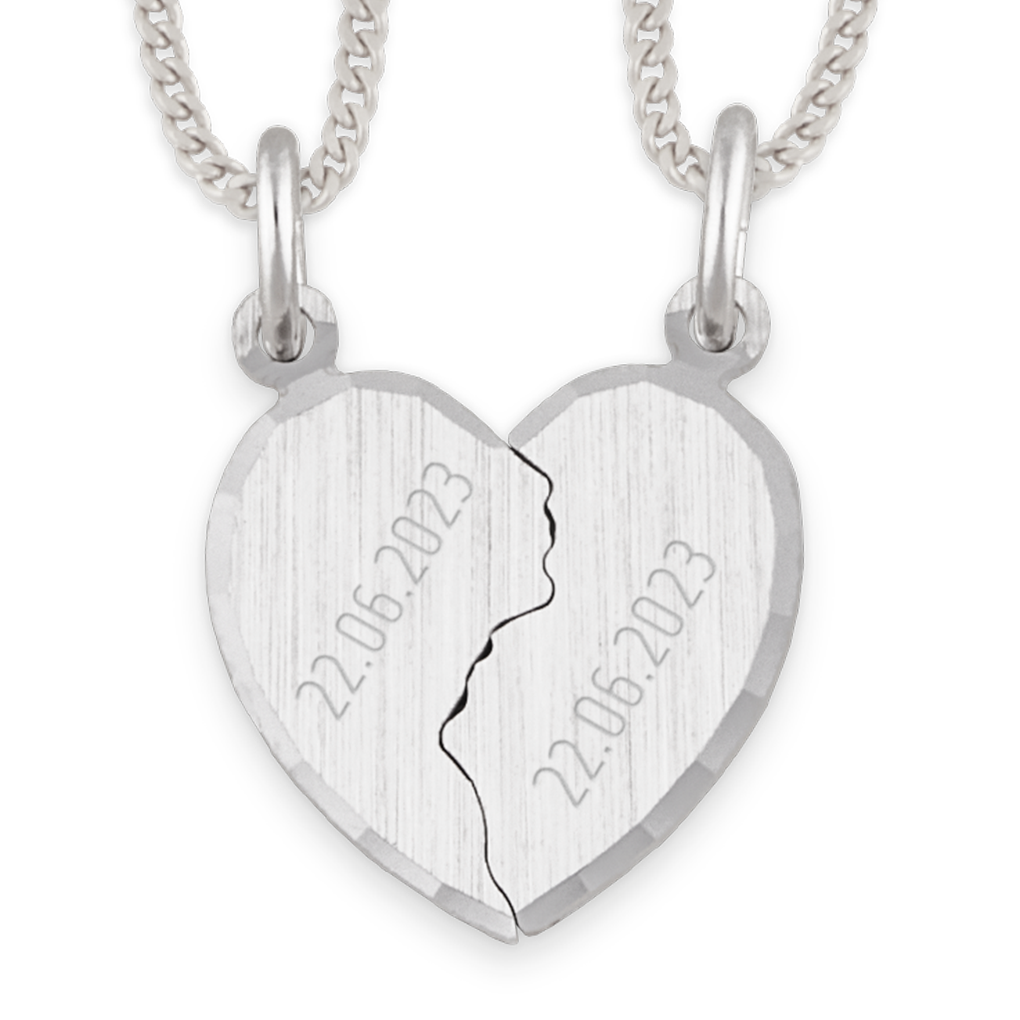 Silver pendant - Broken hearts - Name