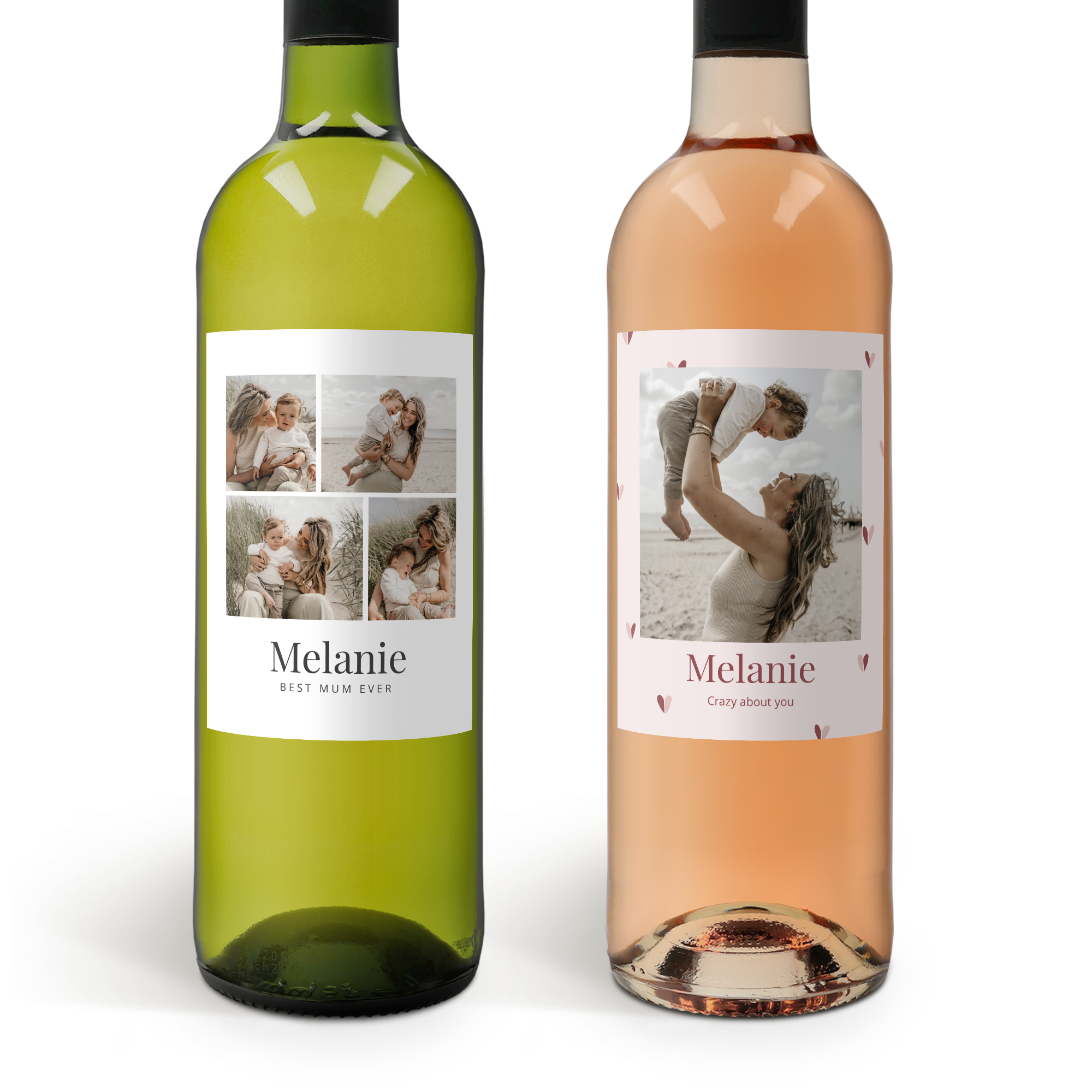 Personalised wine gift - Belvy - White and Rosé - Printed label