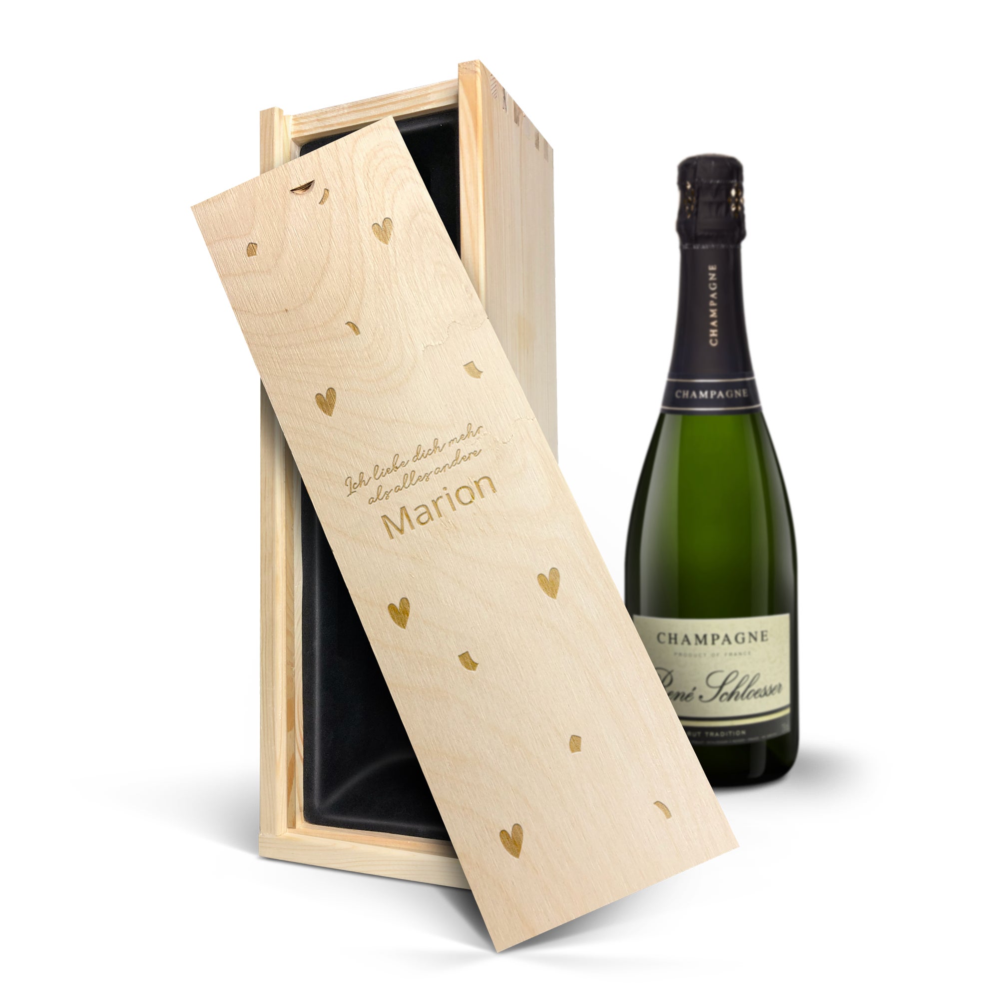 Champagner personalisieren gravierte Kiste Rene Schloesser (750 ml)  - Onlineshop YourSurprise
