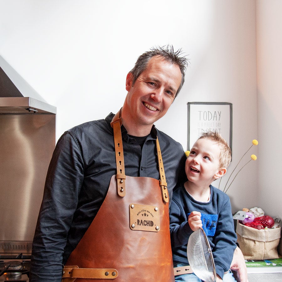Father's Day leather apron - Brown