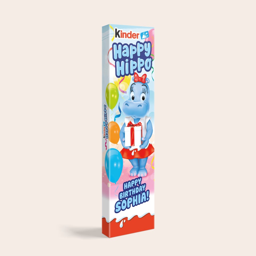 kinder Happy Hippo Geschenk Personalisiertes kinder Happy Hippo Geschenk mit Geburtstagsdesign und dem gedruckten Namen Sophia.