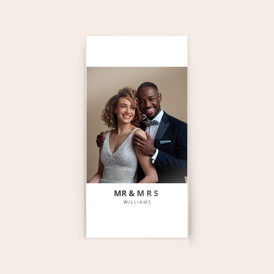 Photo on Acrylic Personalized photo on acrylic with a happy couple and MR & MRS WILLIAMS text, immortalize your most memorable moment with a photo on acrylic