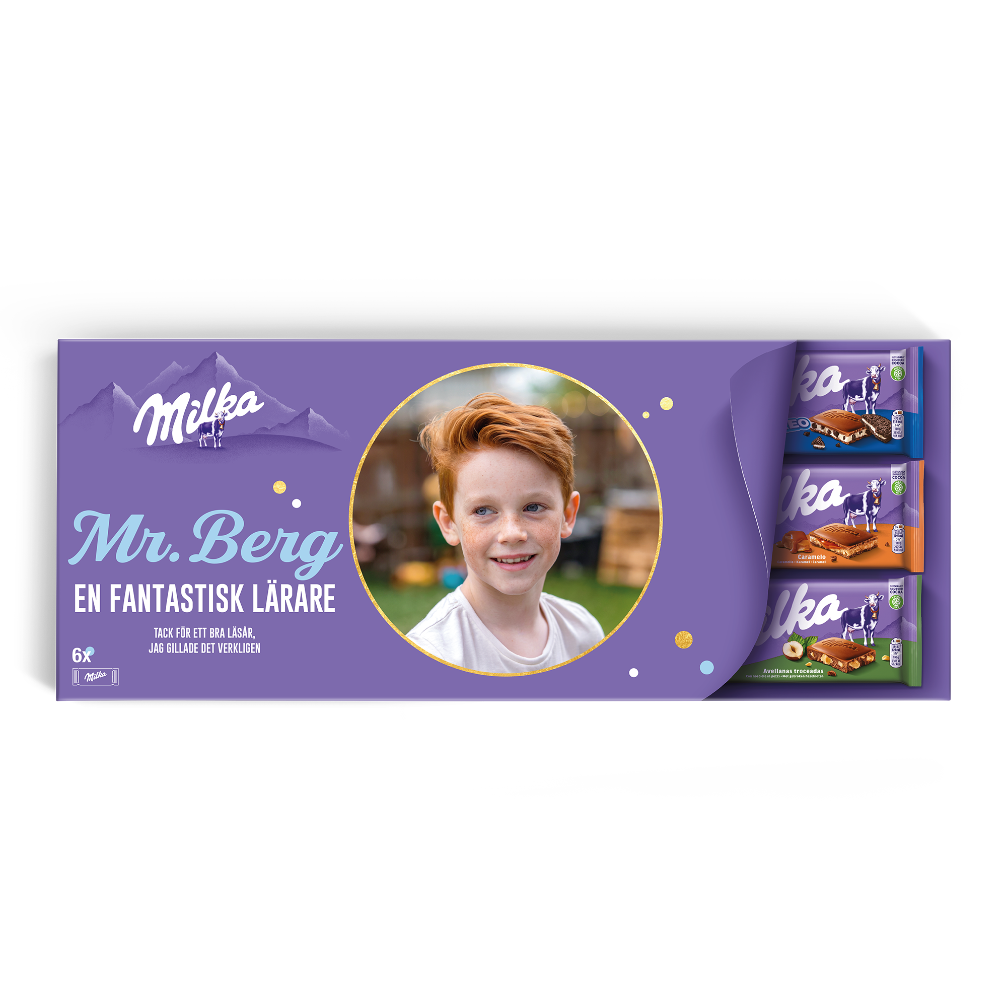 Mega Milka med tryckt namn