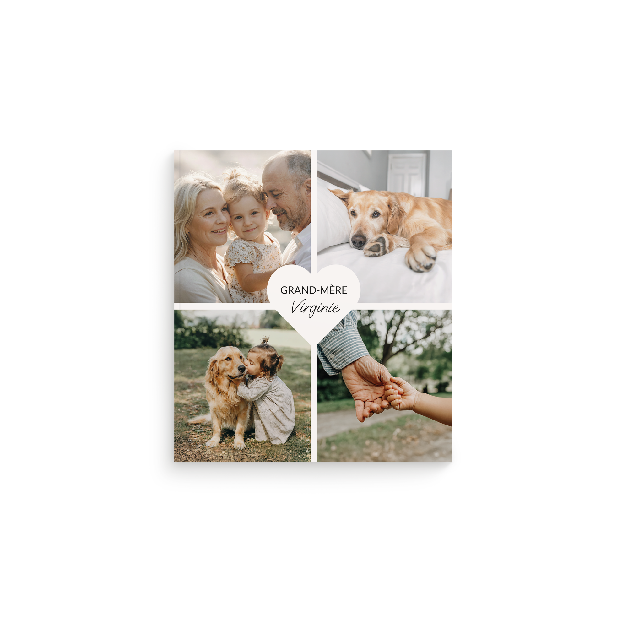 Carnet Personnalisé - Points - 17 x 19 cm - Couverture souple imprimé avec 4 photos et le prénom GRAND-MÈRE Virginie