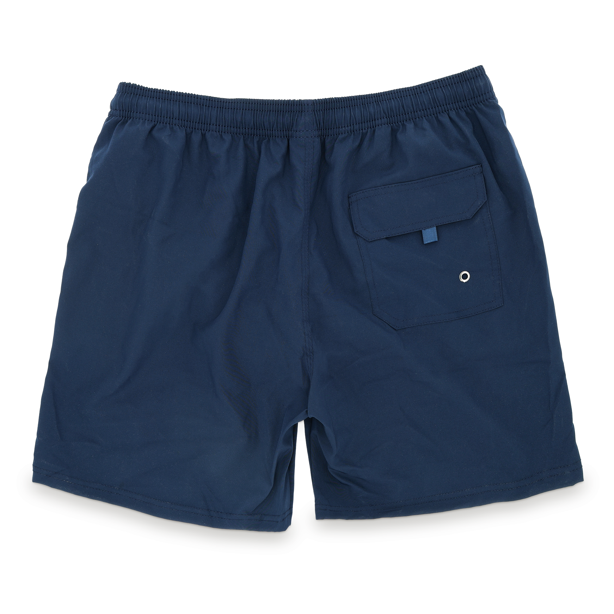 Pantaloncini da bagno blu navy con elastico in vita e tasca posteriore con ricamo personalizzato per lui