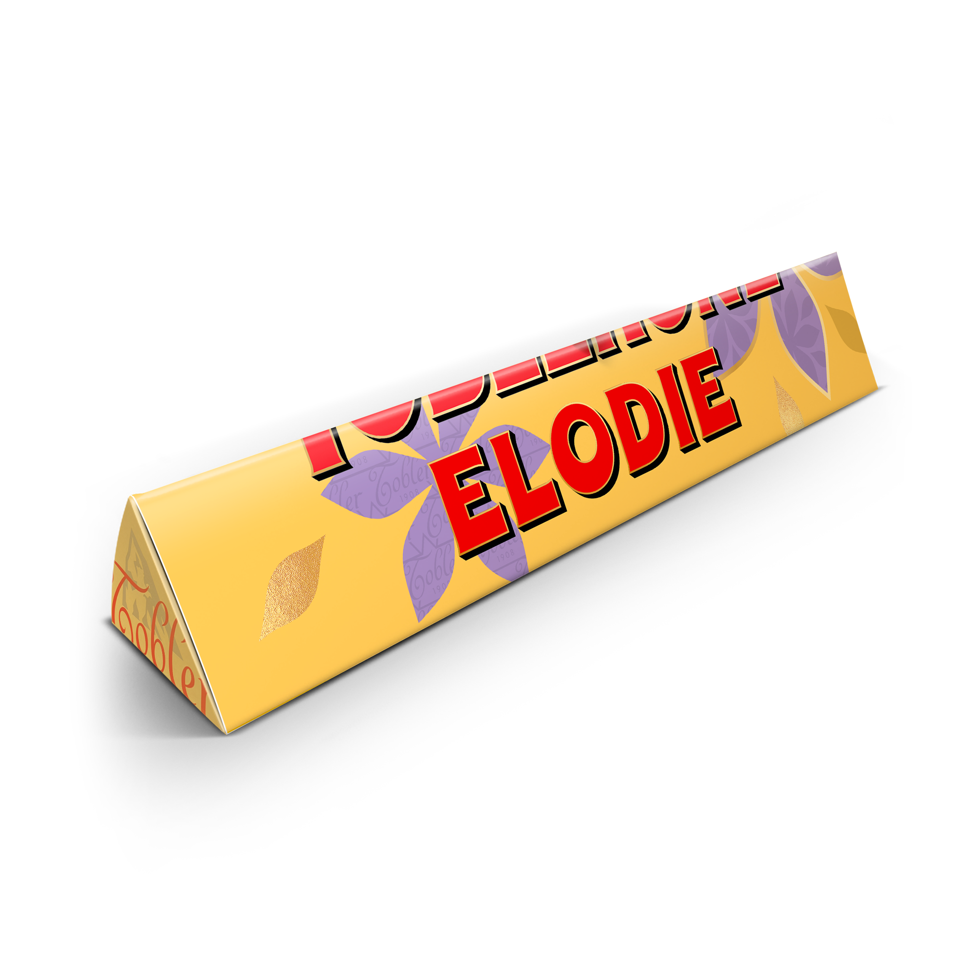 Barre de chocolat Toblerone personnalisée avec le nom Elodie imprimé