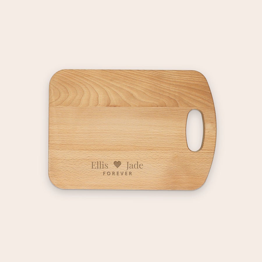 Tábua de cortar madeira Placa de desbastamento de madeira com furo para pendurar, gravada com o texto personalizado Ellis Jade Forever