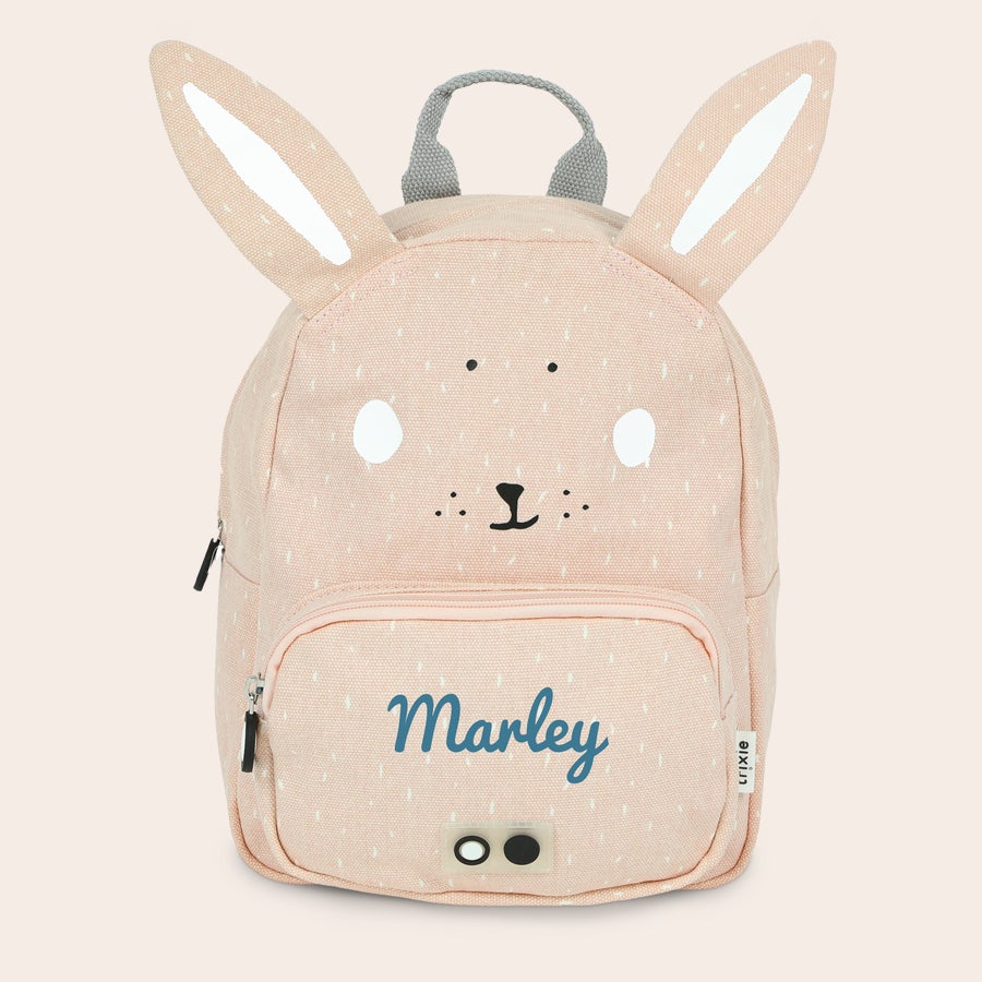 Zaino per Bambini Personalizzato - Trixie Zaino per bambini personalizzato rosa con orecchie da coniglio nome Marley stampato