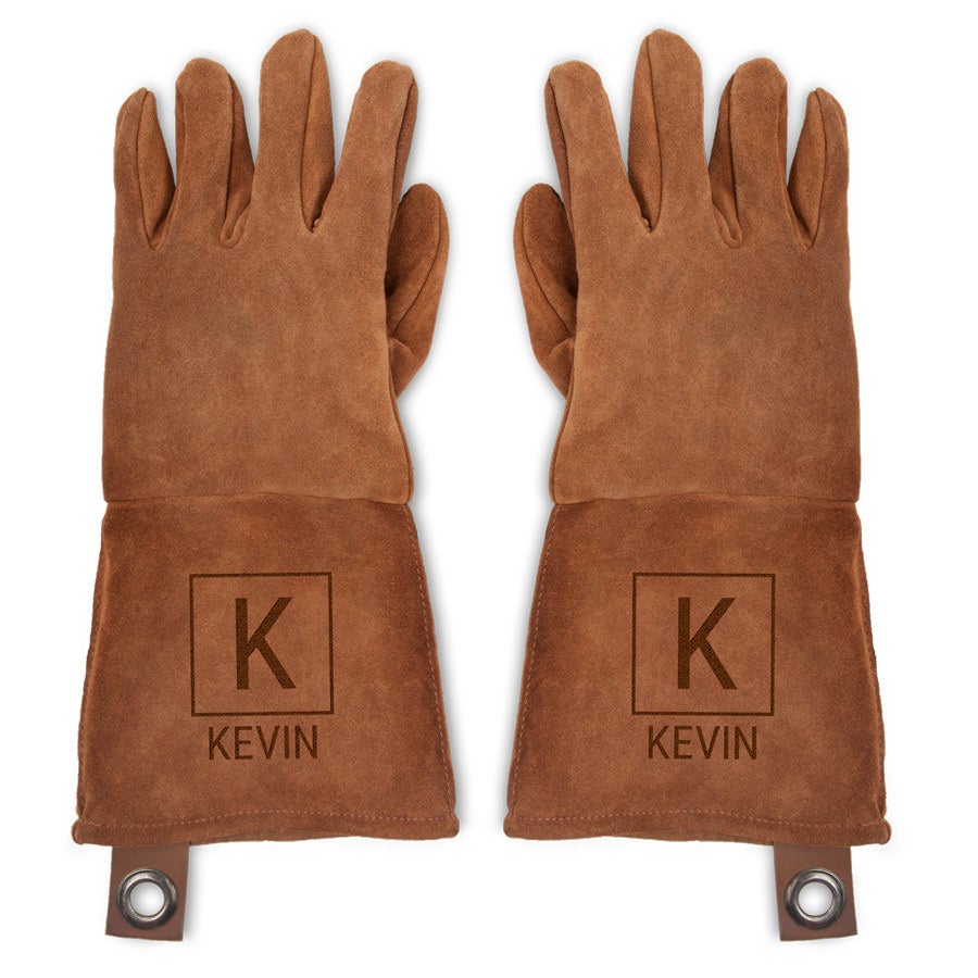 Leren BBQ handschoenen met naam