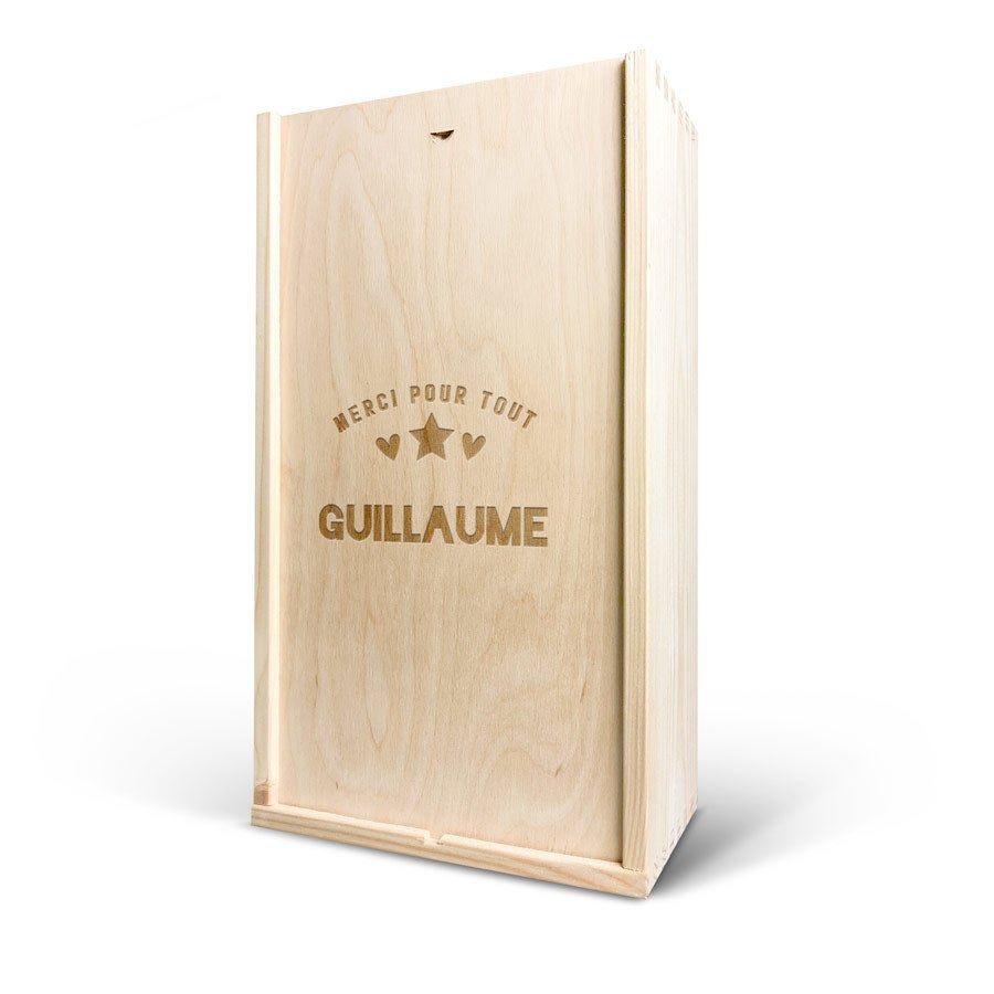 Caisse à vin – couvercle gravé - pour 2 bouteilles