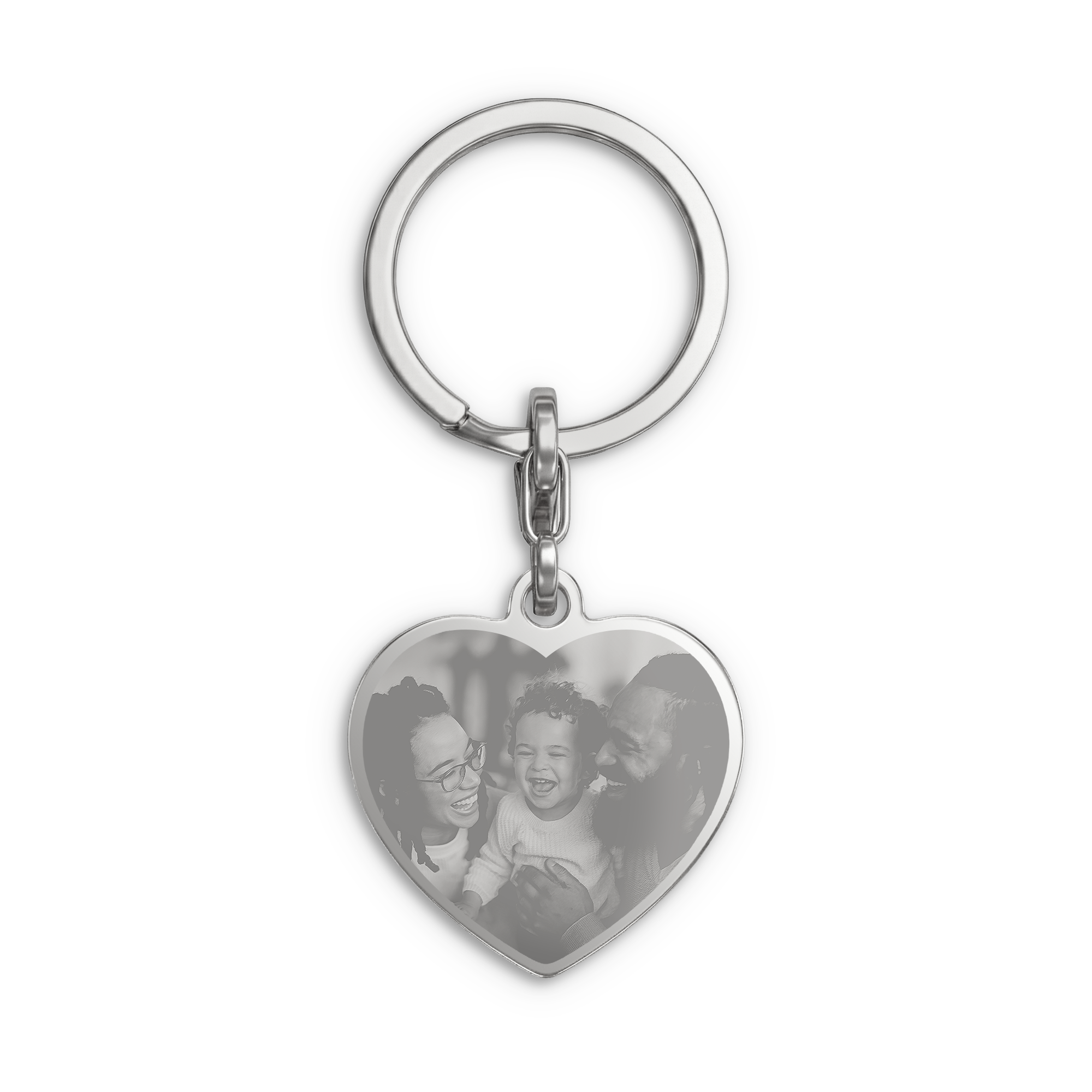 Llavero personalizado con foto - Corazón - Plata