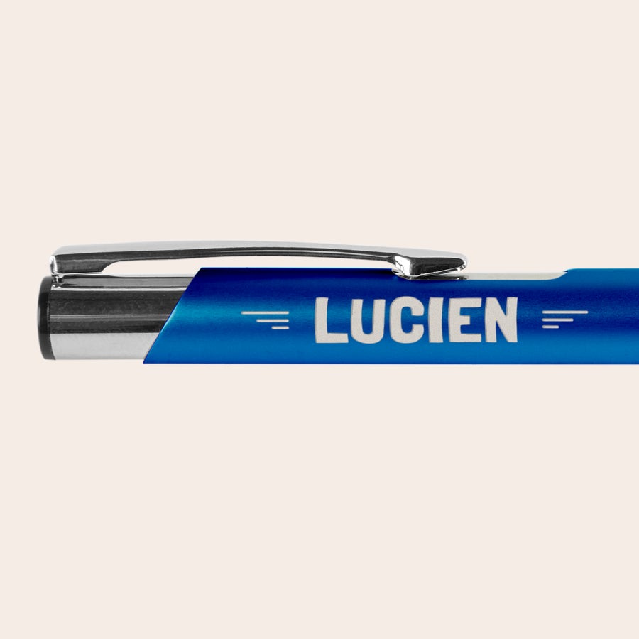 Stylo personnalisé petit prix - Viva Pens Stylo bille bleu gravé avec le prénom Lucien, un stylo unique à prix abordable