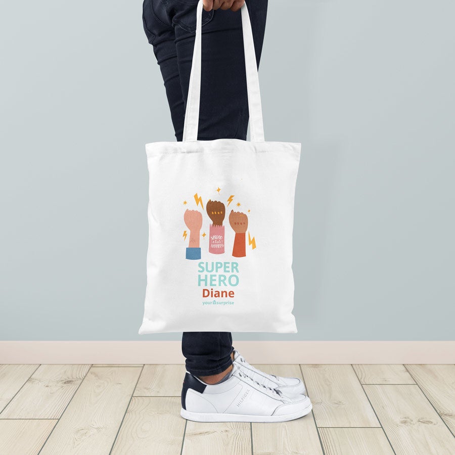 Tote bag Super-héros - blanc