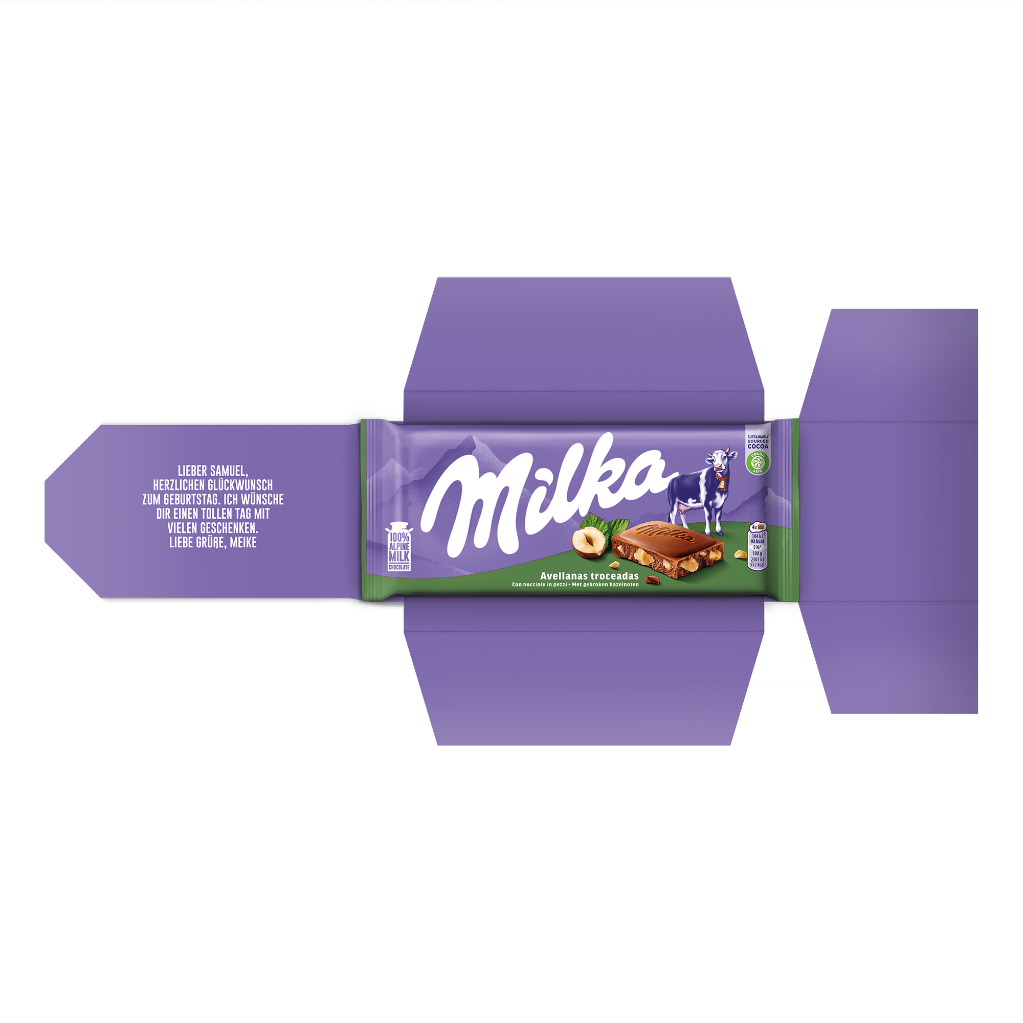 Personalisierte Milka-Schokoladen-Grußkarte