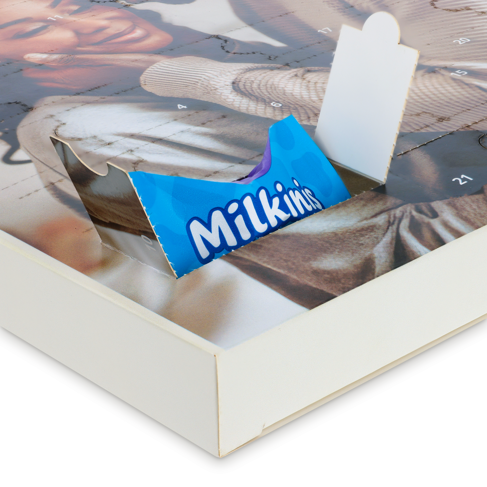 Calendrier de l'Avent personnalisé avec une photo et des chocolats Milka Décomptez jusqu'à Noël avec ce calendrier de l'Avent personnalisé