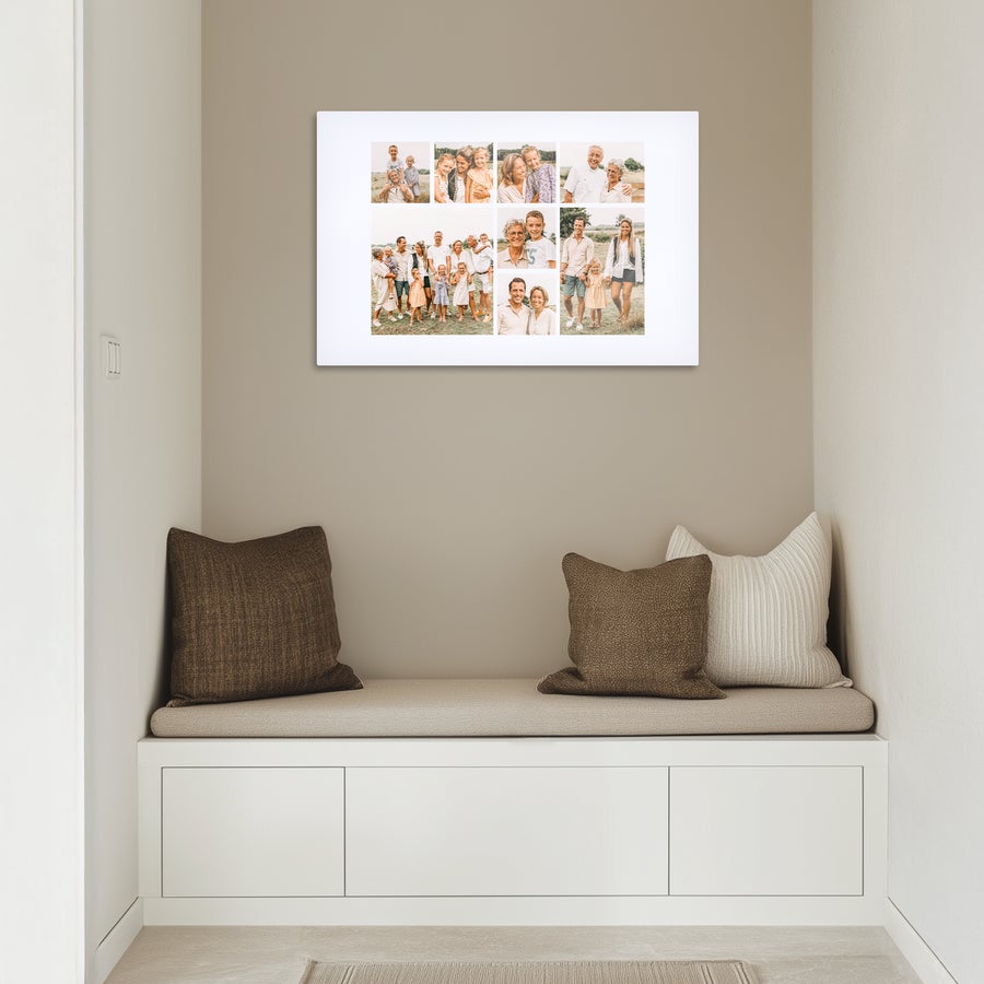 Instagram Collage auf Aluminium Wanddekoration mit 8 Instagram Fotos, bedruckt als Collage auf Aluminium