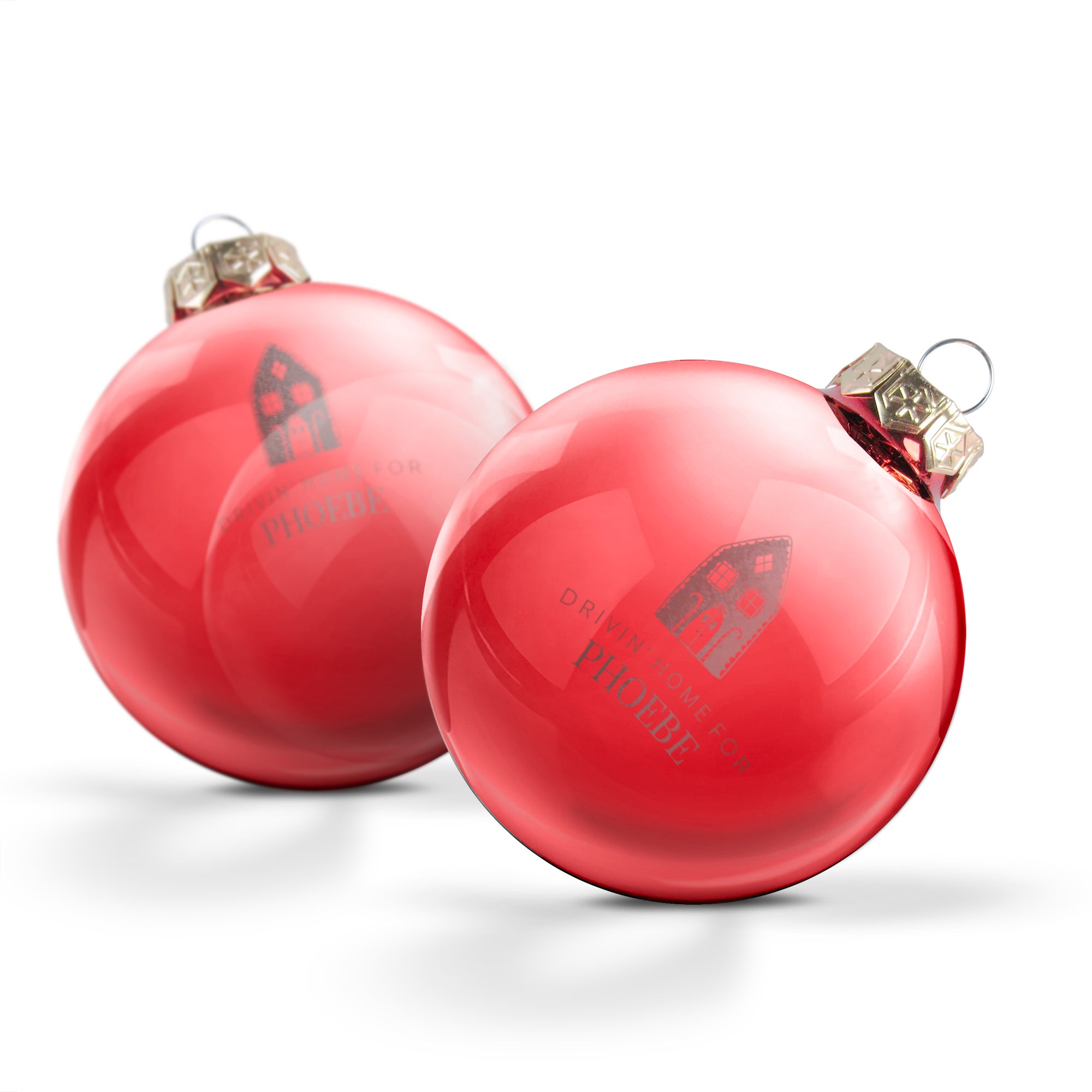 Glazen kerstbal met naam - Rood (2 stuks)