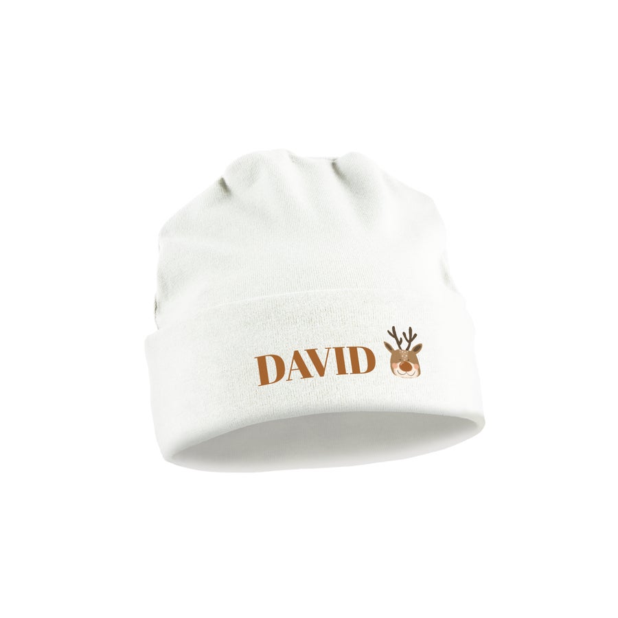 Cappellino per neonato personalizzato - Primo Natale - Bianco