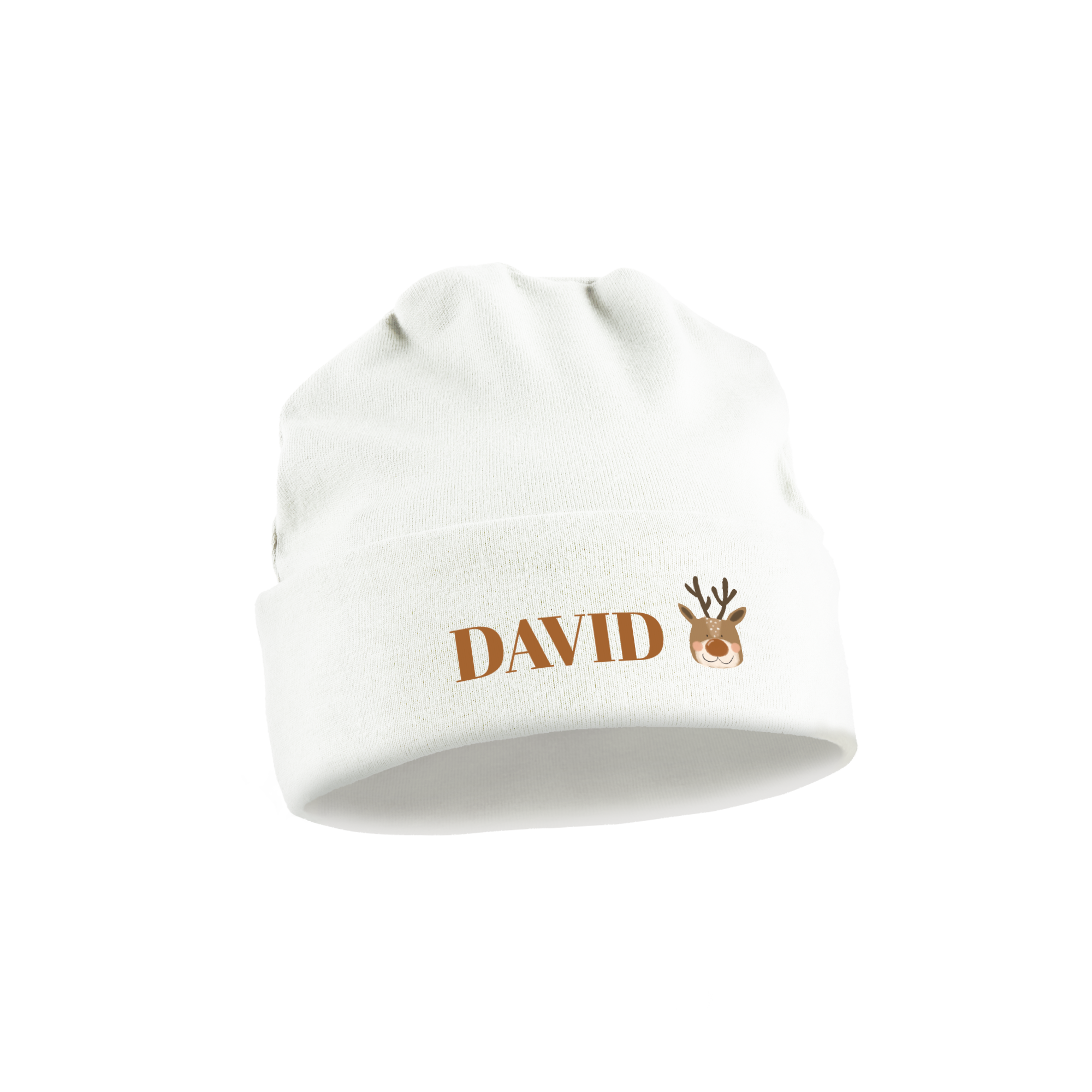 Gorro de bebê personalizado - Primeiro Natal - Branco