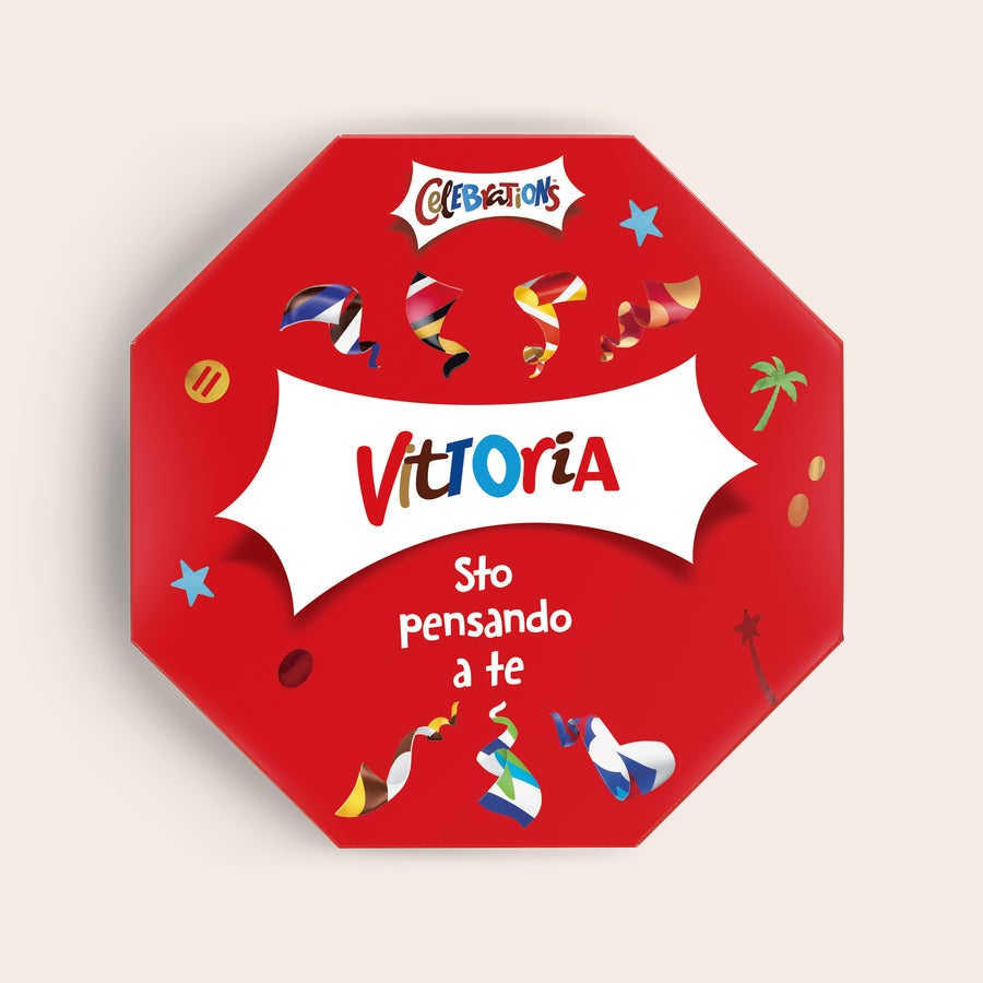 Celebration box con nome Celebration box personalizzata rossa con nome Vittoria e la frase Sto pensando a te