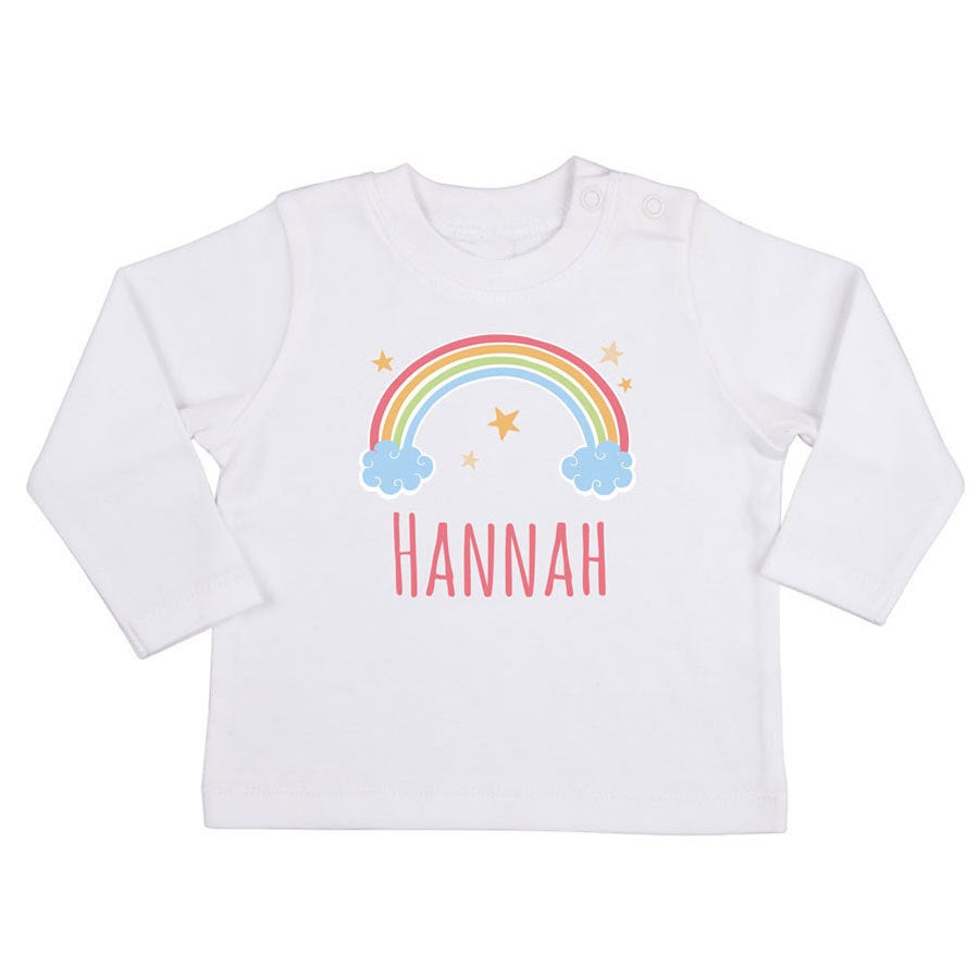 Baby Langarmshirt bedrucken - Weiß - 62/68