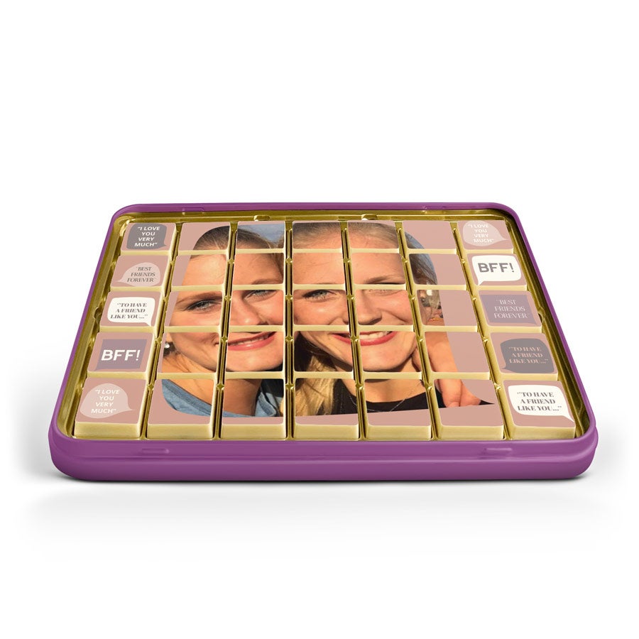 Foto op chocolaatjes in cadeaublik