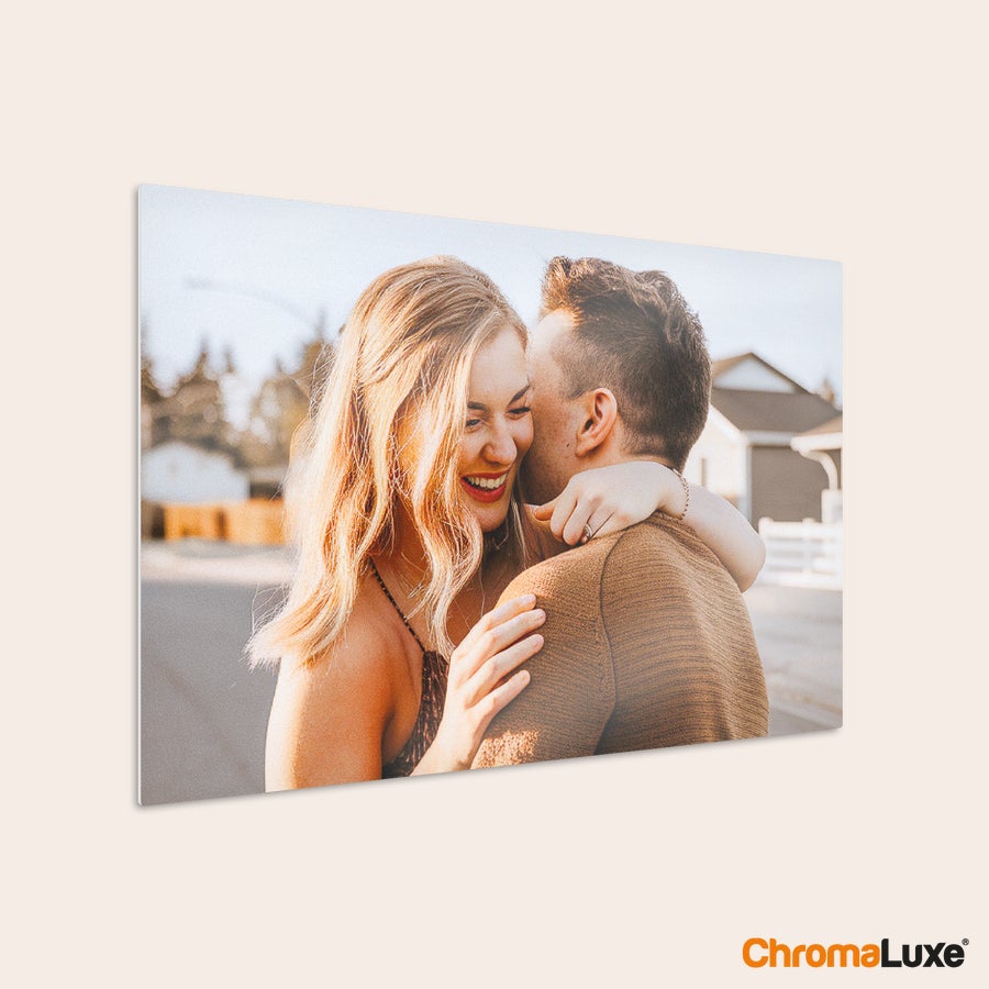 Instagram photo collage Aluminium Instagram photo collage printed with a personalized photo of a happy couple hugging