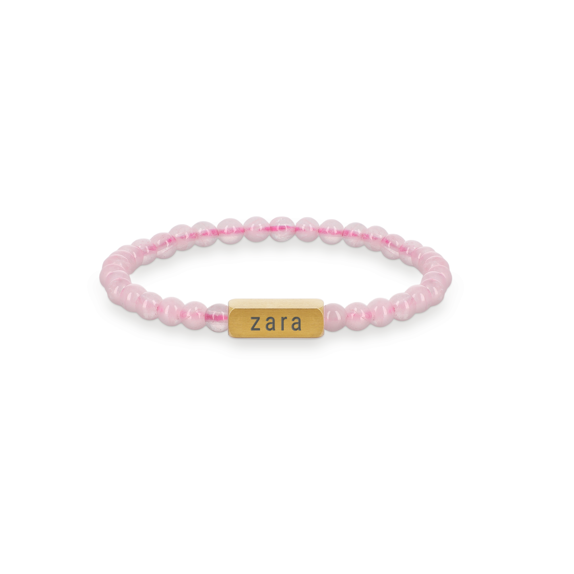 Pulseira de quartzo rosa - gravada