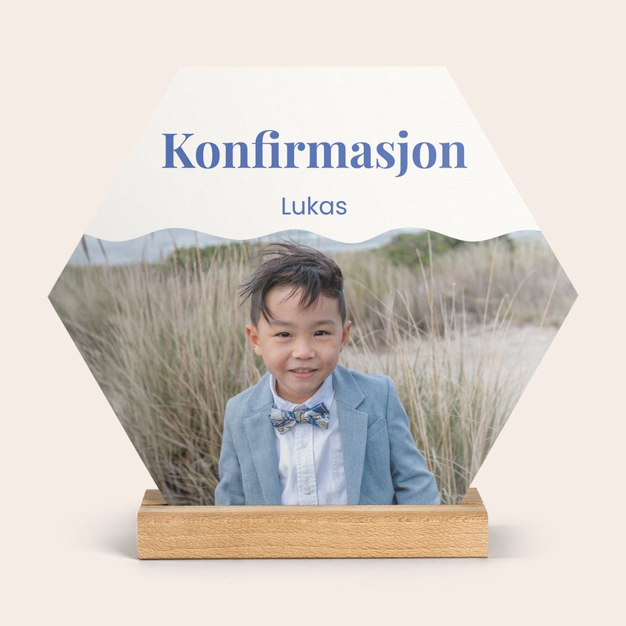 Trykt fotoflis i tre med stativ Trykt fotoflis i tre med stativ