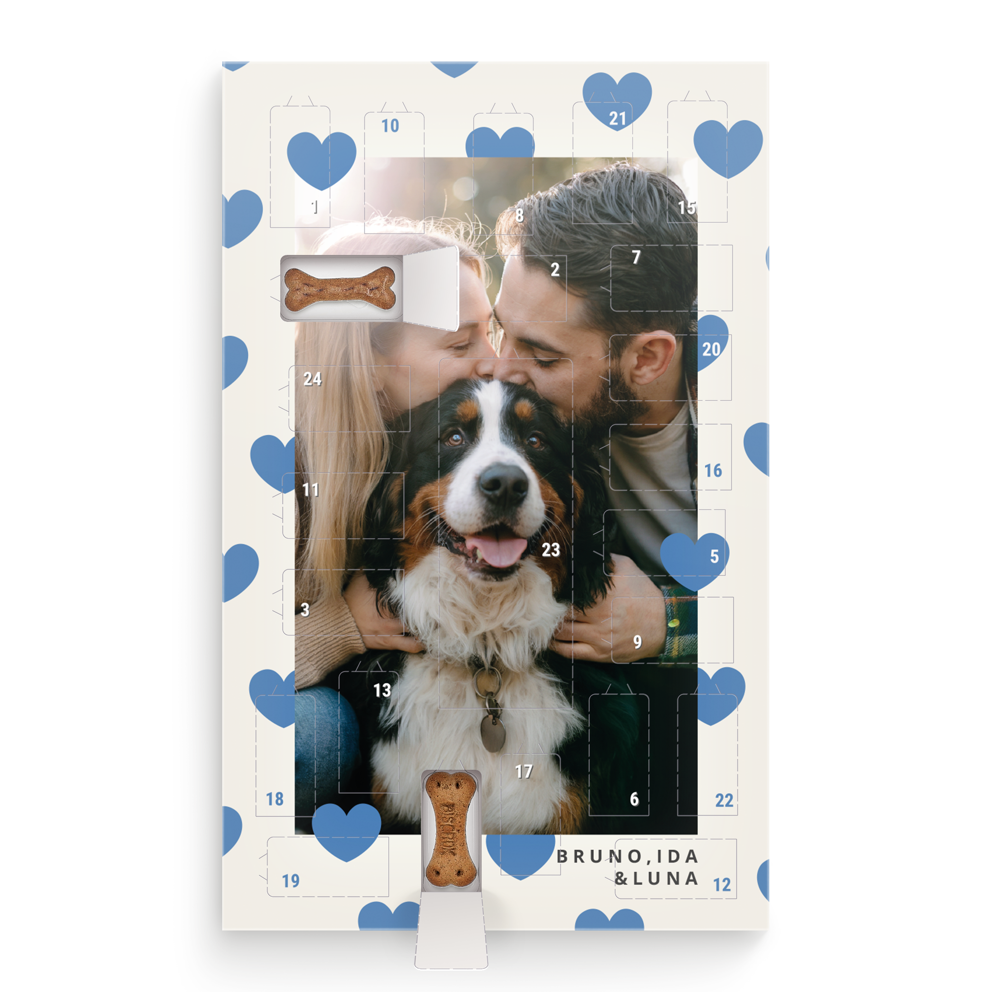 Personalisierter Hunde-Adventskalender mit Pedigree-Leckerlis