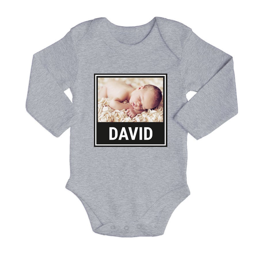 Romper bedrukken - Lange mouw - Grijs - 62/68