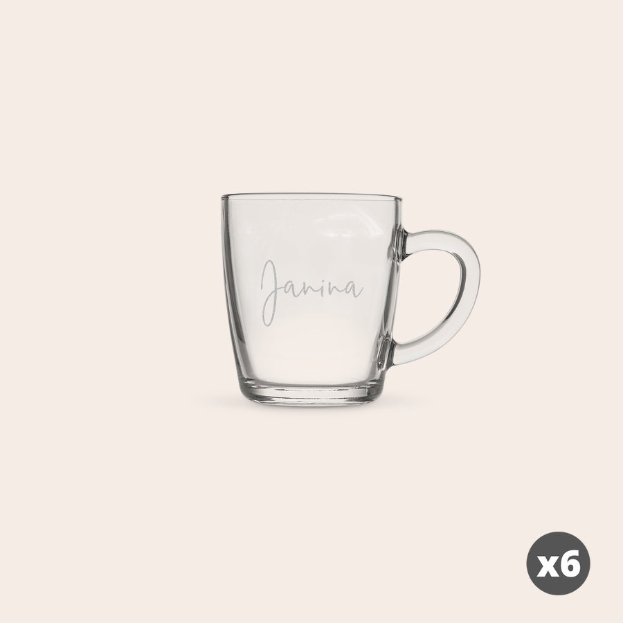 Teeglas mit Gravur Graviertes Teeglas im 6er Set mit Namen "Janina", perfekt für Teeliebhaber