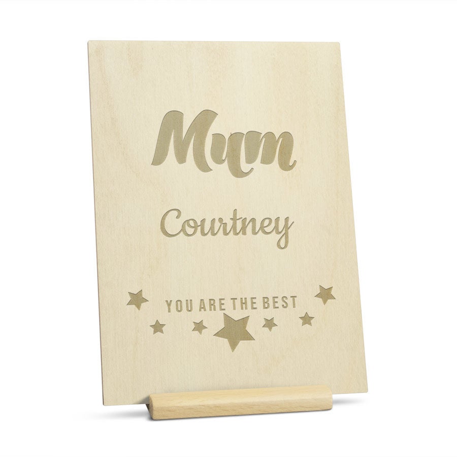 Personalised greeting card - Wood - Mother's Day - Portrait