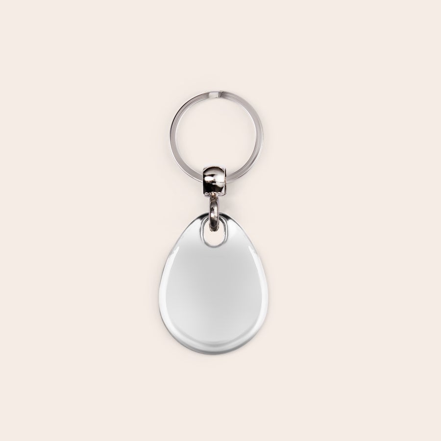 Personalised key ring - Stainless steel Clear teardrop shaped personalized photo keyring ready for your own photo or logo