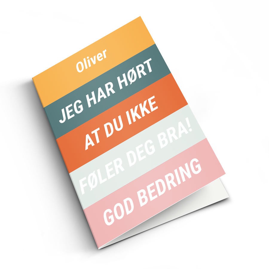 Personlig god bedringskort med bilde - M - Vertikalt