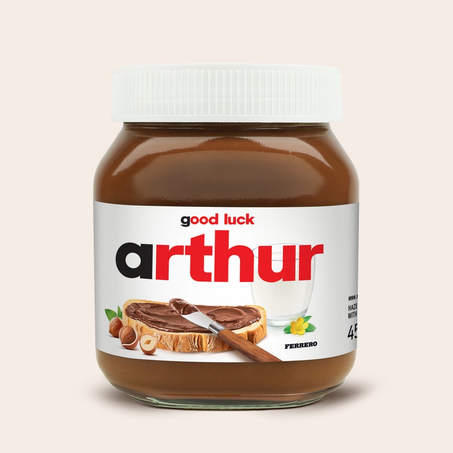 Personalised nutella® jar Personalised nutella® jar - 450 gr with custom printed name Arthur and good luck message