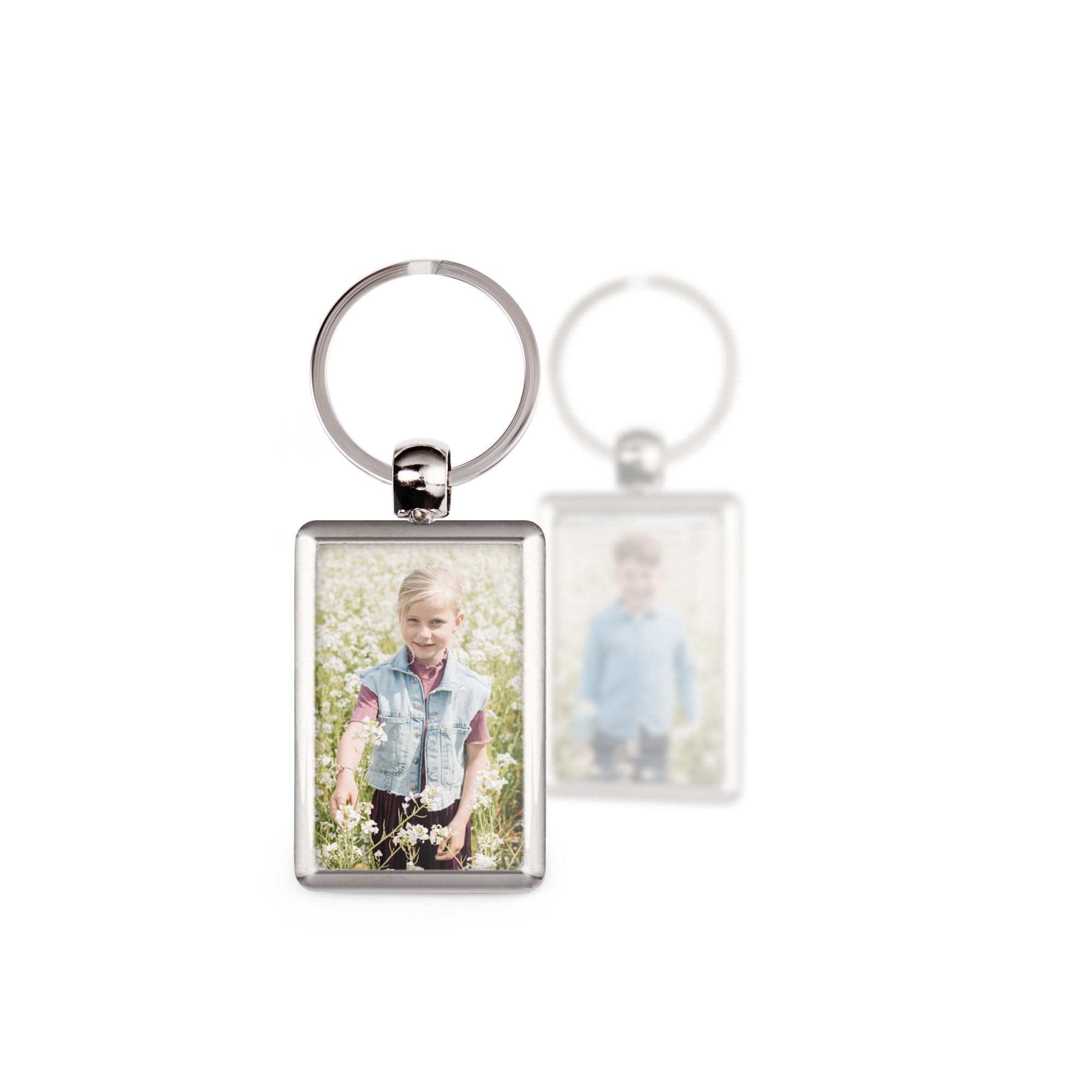 Personalised key ring - Rectangle - Stainless steel - Double-sided