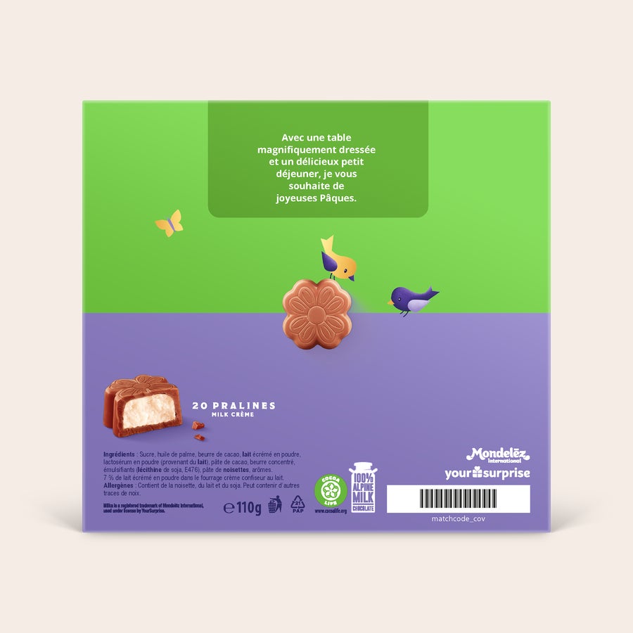 Coffret cadeau Milka 3D personnalisé - Pâques Coffret cadeau Milka 3D personnalisé - Pâques