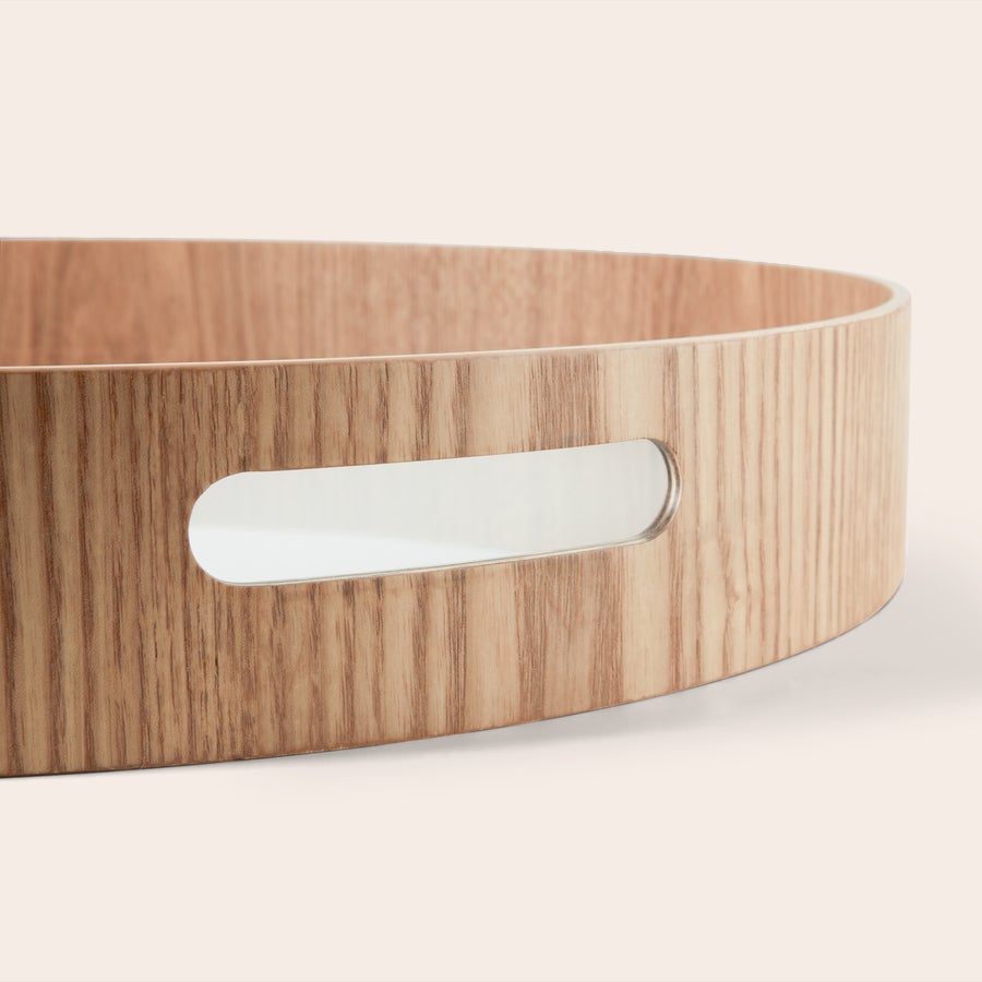 Rond dienblad bedrukken Houten rond dienblad met handvatten, te personaliseren met eigen opdruk