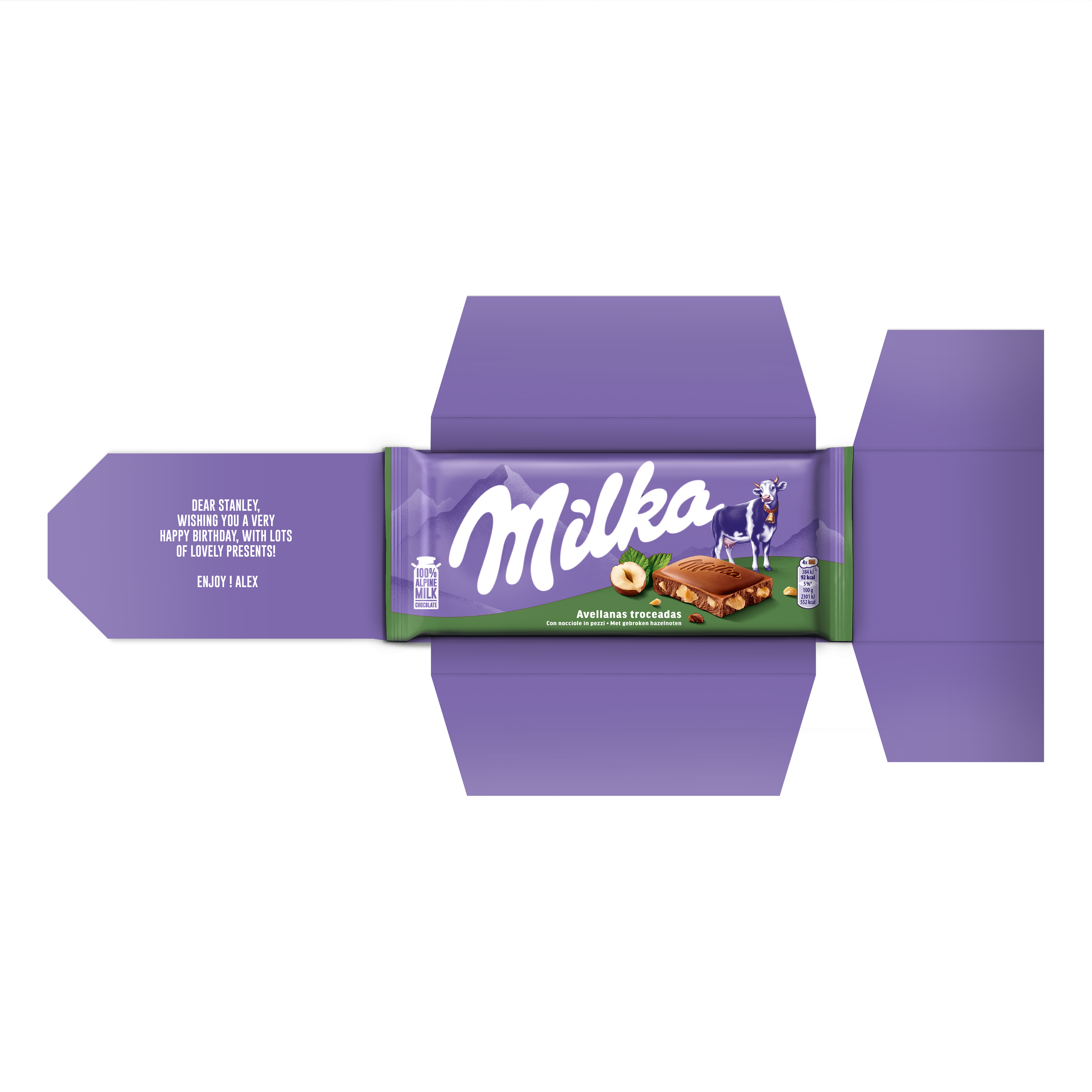 Tarjeta de felicitación personalizada con chocolate Milka
