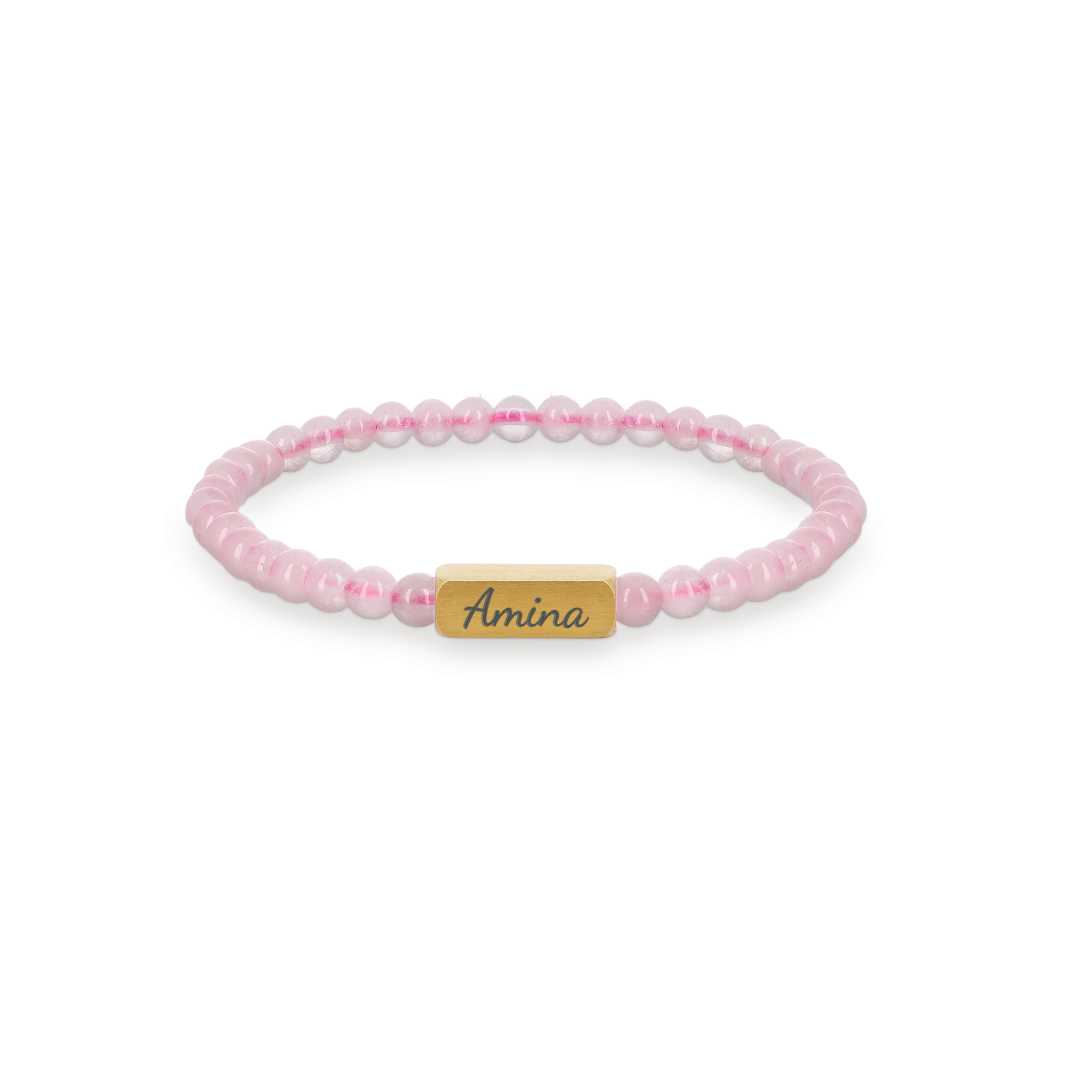 Rosenquarz-Armband mit Gravur