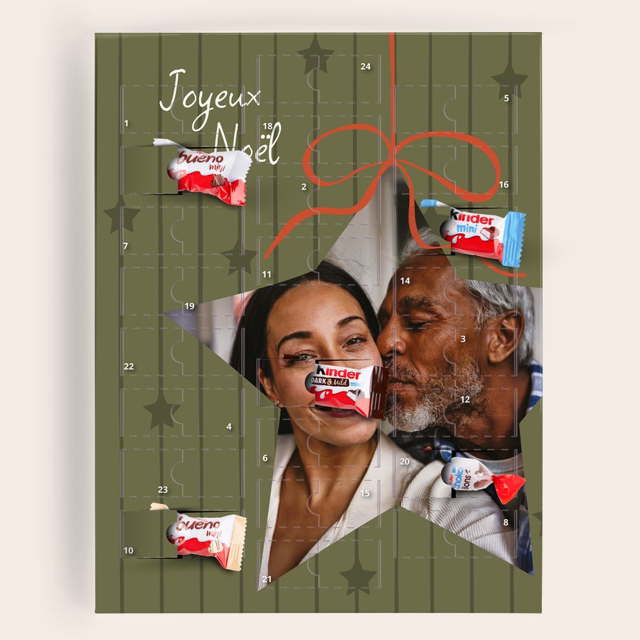 Calendrier de l'Avent chocolat Kinder personnalisé | 24 minis Calendrier de l'Avent chocolat Kinder personnalisé | 24 minis