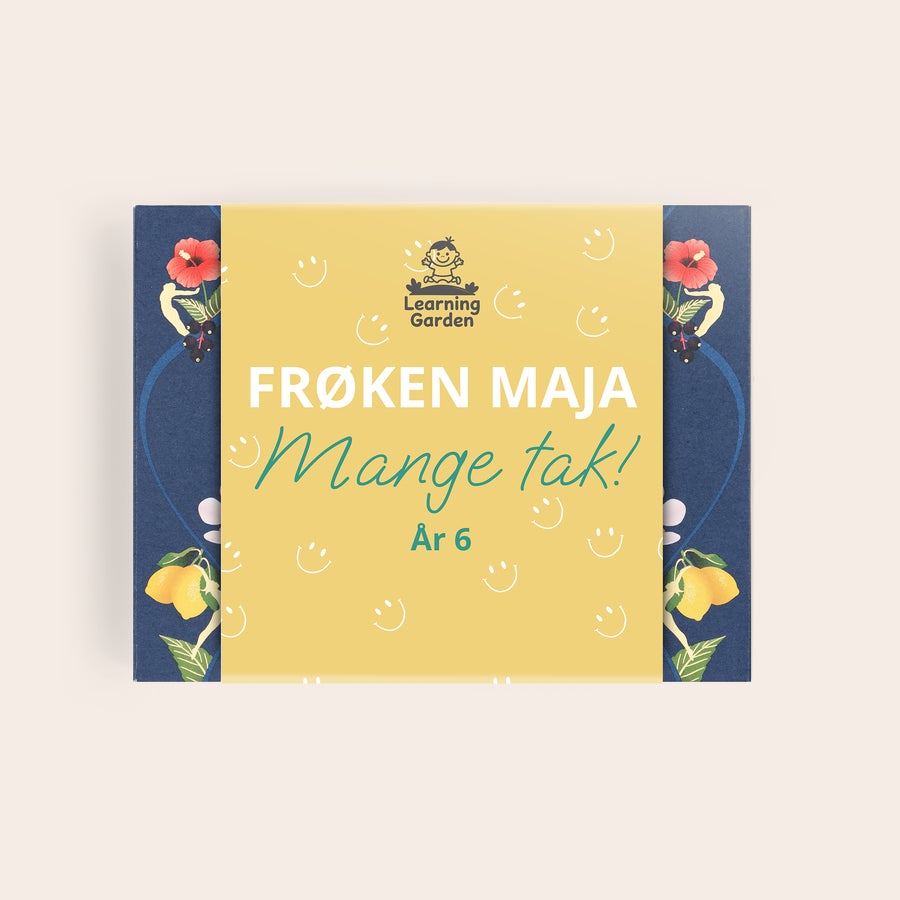 Personlig Pukka-te Personlig teæske med tryk af "FRØKEN MAJA", "Mange tak!" og "År 6", din personlige te-oase venter