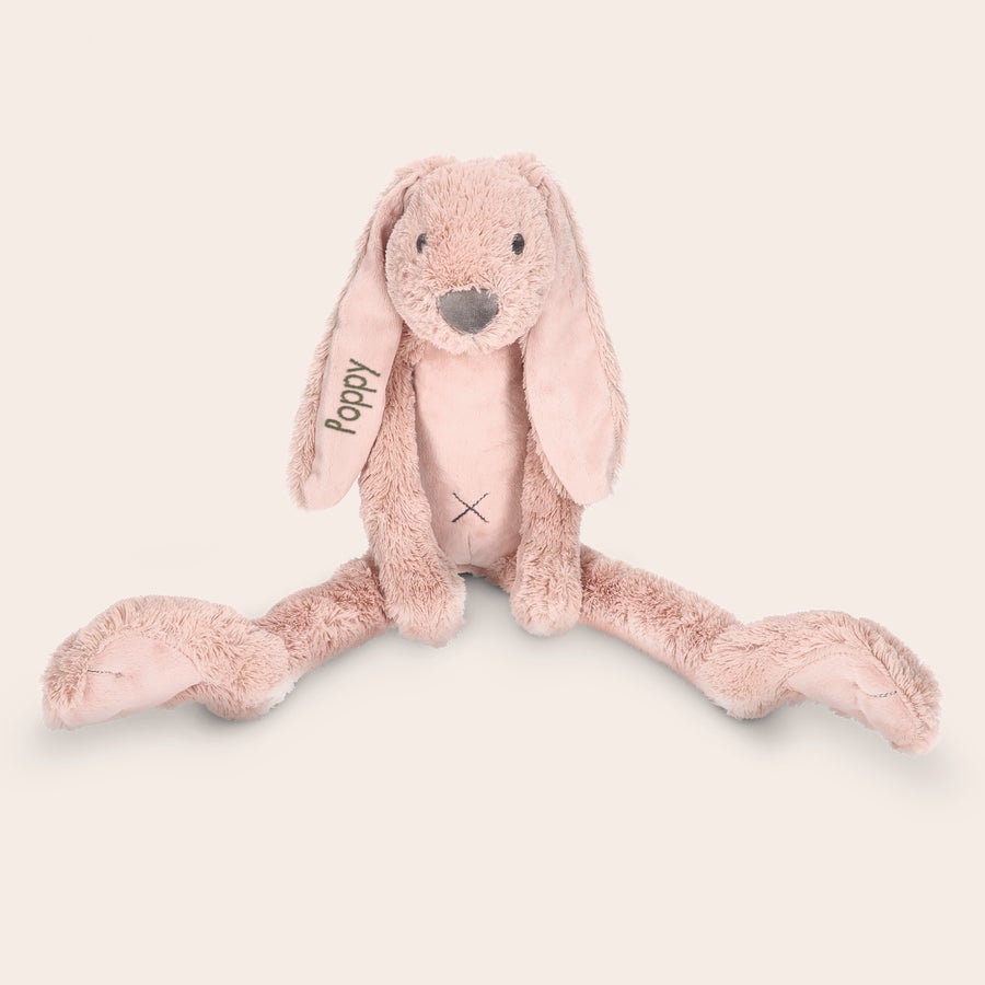 Peluche Coniglietto Personalizzato Coniglietto peluche Richie rosa con nome ricamato Poppy sull'orecchio personalizzato per il piccolo di casa