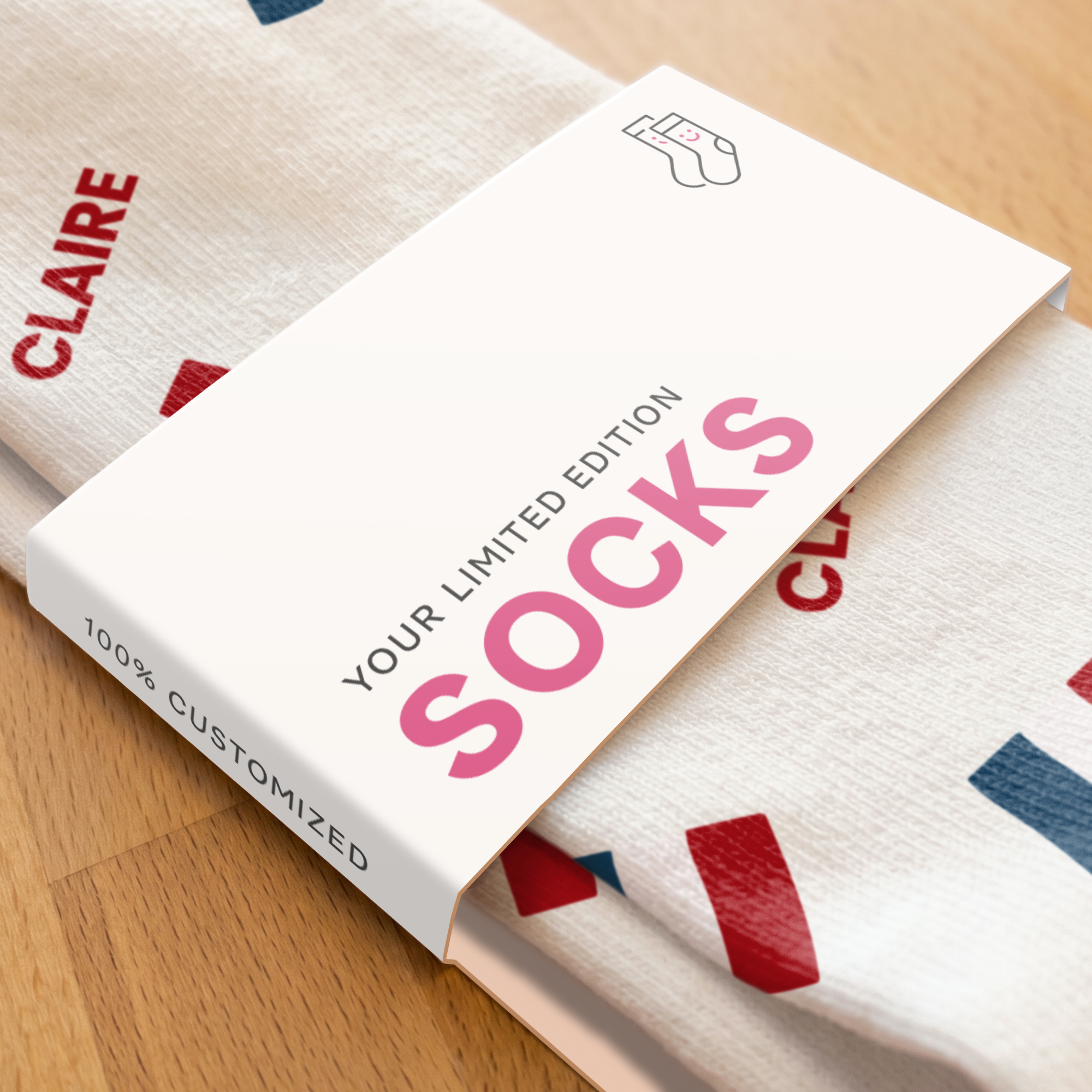 Chaussettes Coupe du Monde entièrement imprimées – 35/38 avec prénom Claire personnalisable.