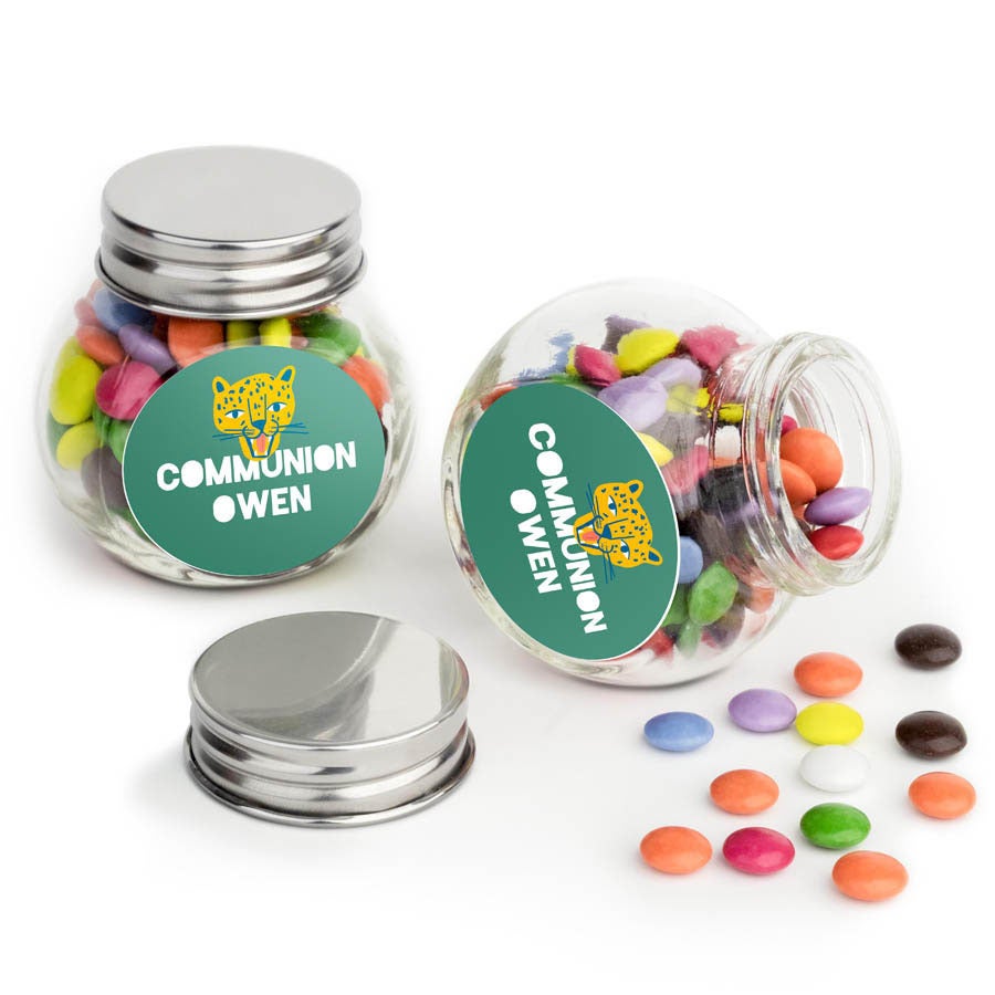 Personalised Mini Glass Jar Favours with Chocolates