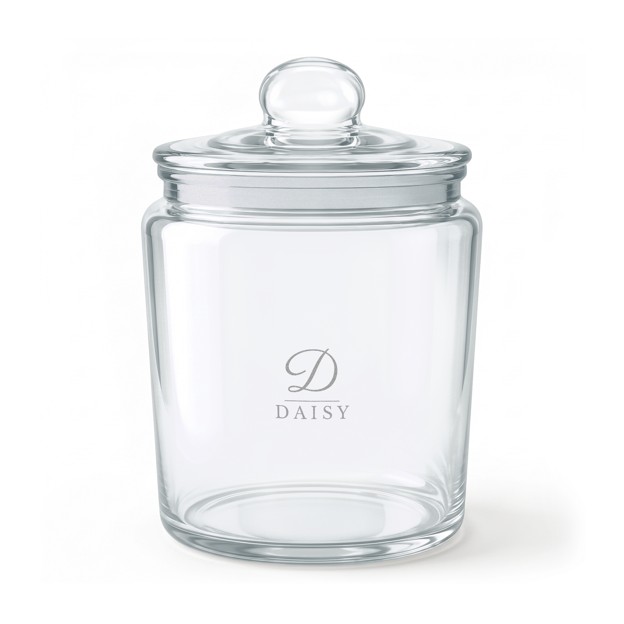 Personoitu kaiverrettu ilmatiivis lasipurkki