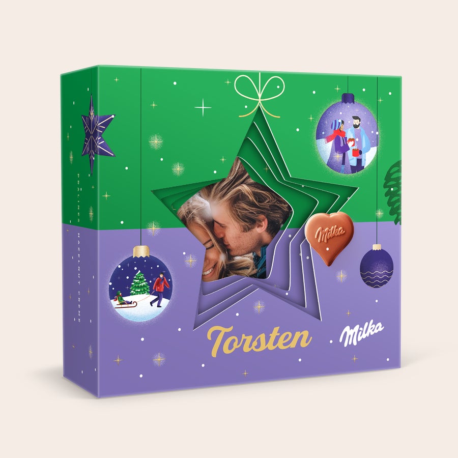 Milka herzen in personalisierter 3D-Geschenkbox - Weihnachten Milka herzen in personalisierter 3D-Geschenkbox - Weihnachten