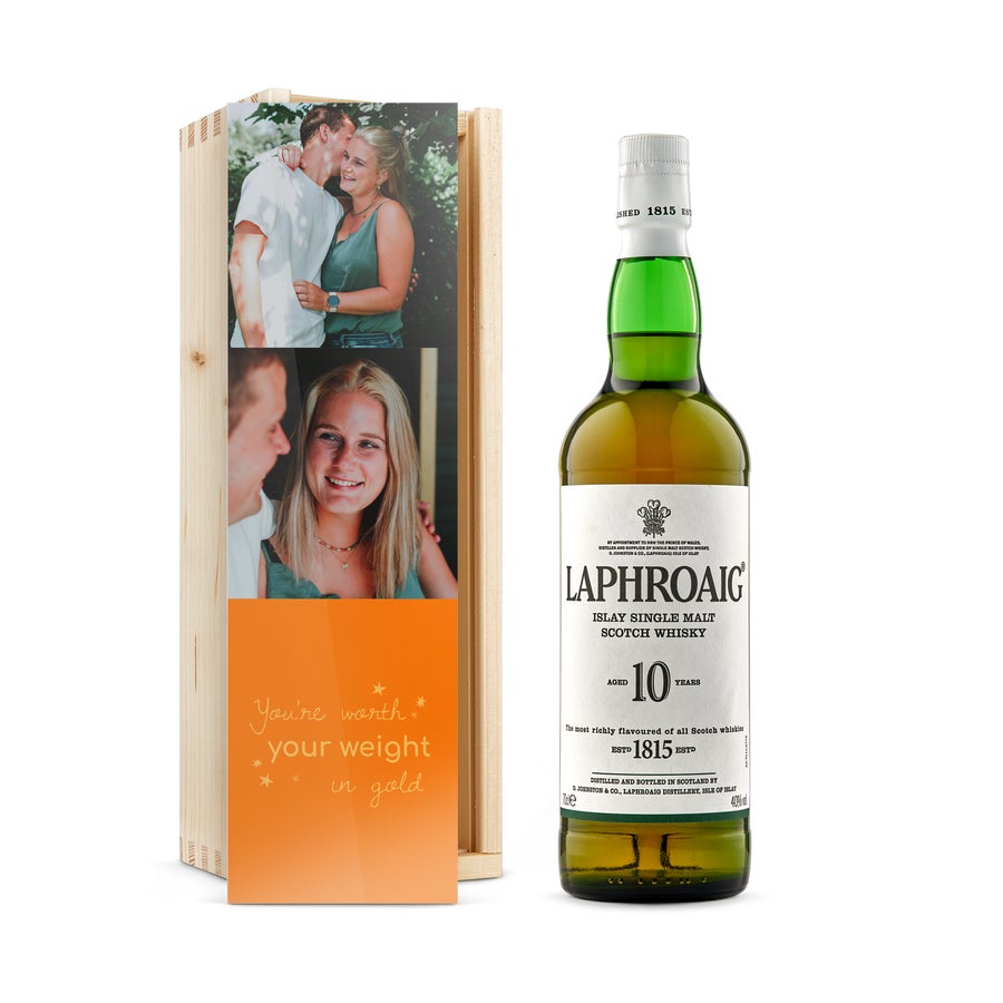 Whiskey i personlig trækasse - Laphroaig 10 years