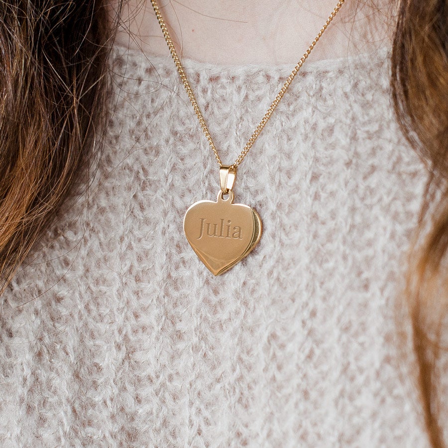 Personalised pendant - Heart - Name/Text - Gold colour
